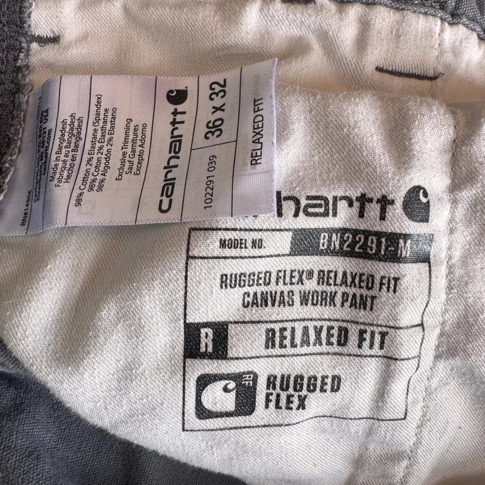 Carhartt Rugged Flex Relaxed Fit Canvas Work Pants Gray BN2291-M 36x32 Mens